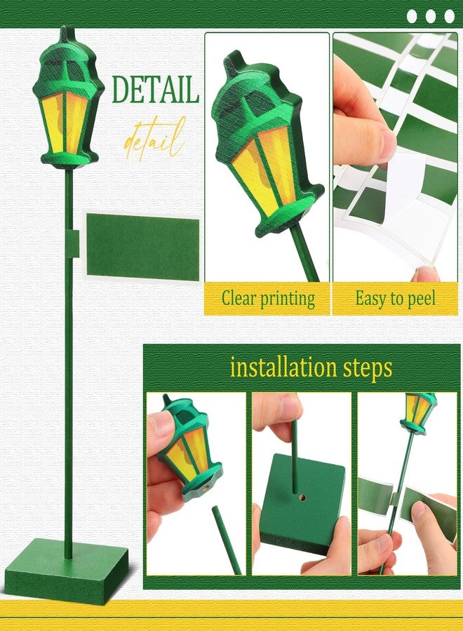 Colingmill 6 Pcs Street Sign Lamp Post Centerpiece Wooden Lamp Post with Street Party Sign Sticker for Toy Decor Friend Birthday Party Supplies Decoration(Green) - Image 3